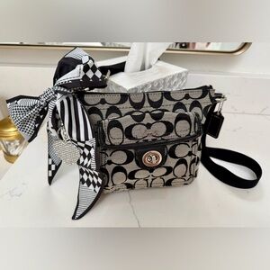 Coach Black Y2K Signature Crossbody Bag with Bag Charm and Scarf